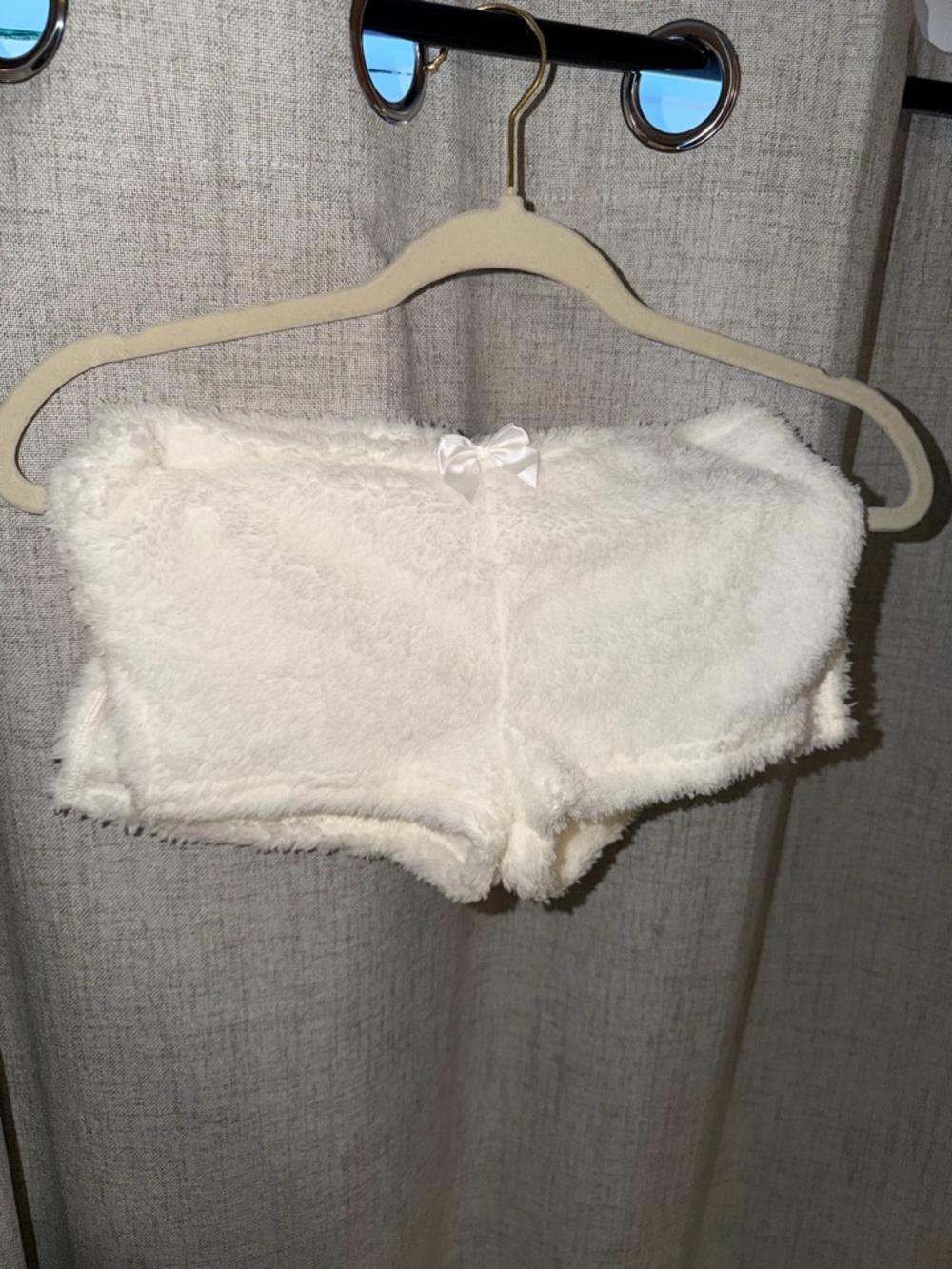 Cozy White Fuzzy Lounge Shorts